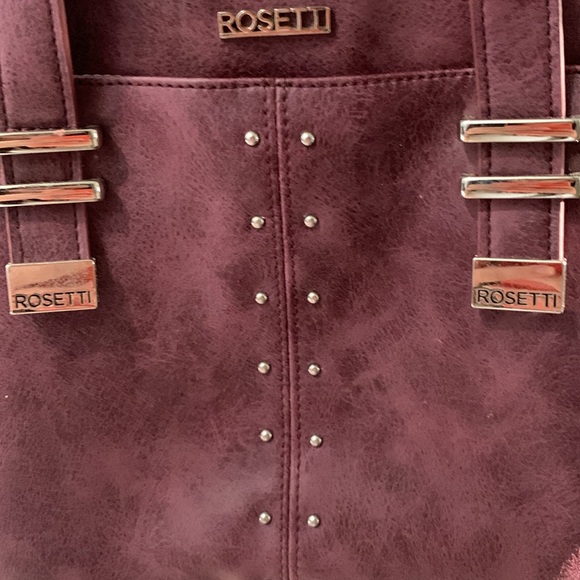 Purple suede hobo threaded double handle studded bag - Picture 2 of 2